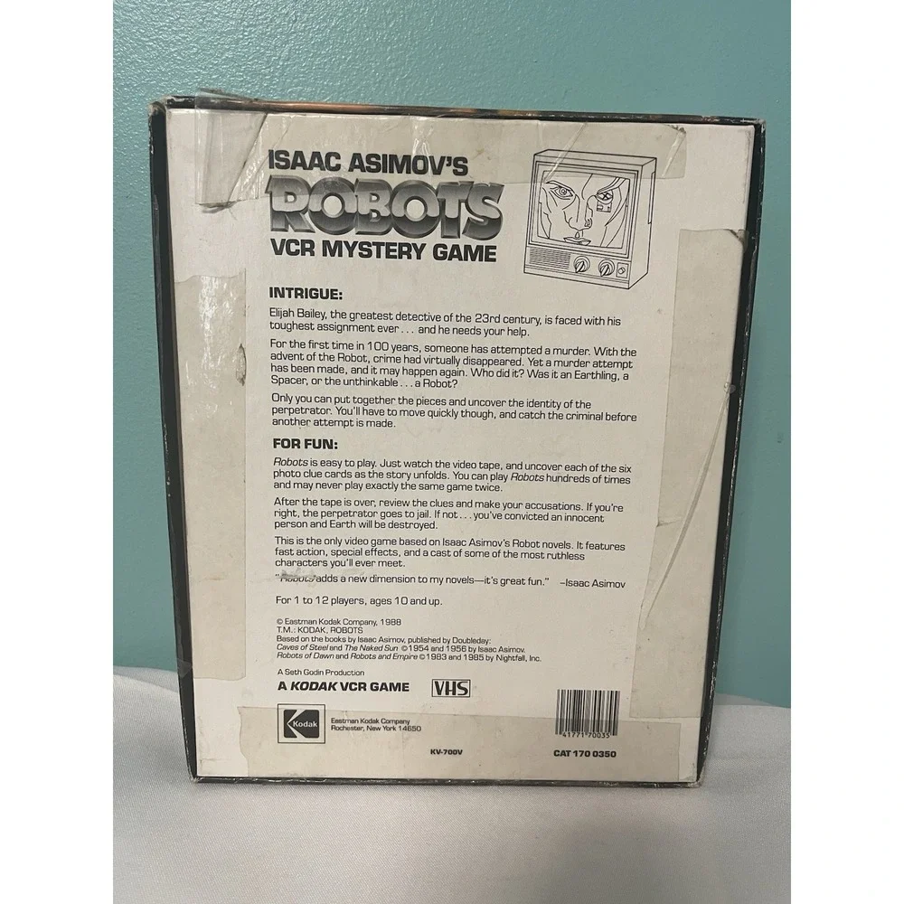 VINTAGE 1988 Isaac Asimov Robots VCR Mystery Gameby Kodak-Great Shape,Complete!‎